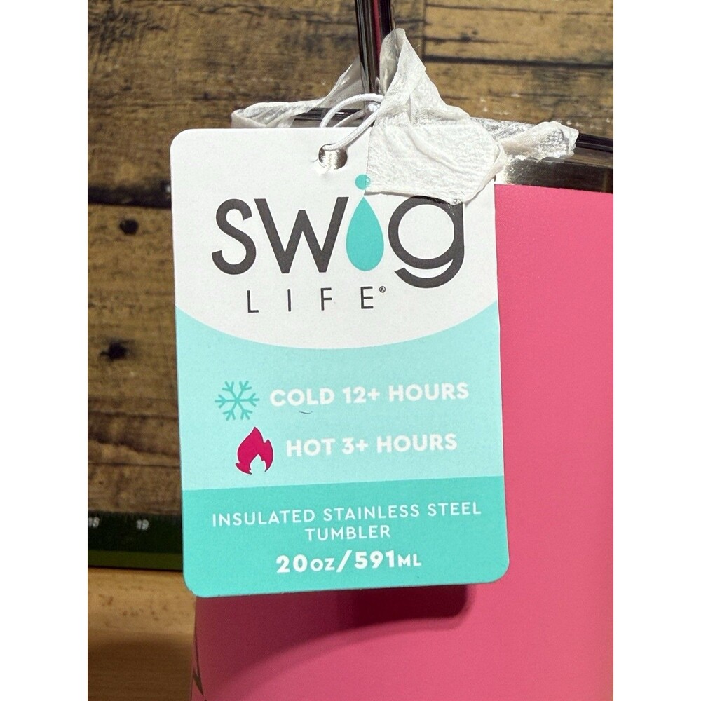 🩷NWT - Swig Life 20oz Breast Cancer Awareness Pink Bow Tumbler Straw Cleaner - Picture 9 of 11